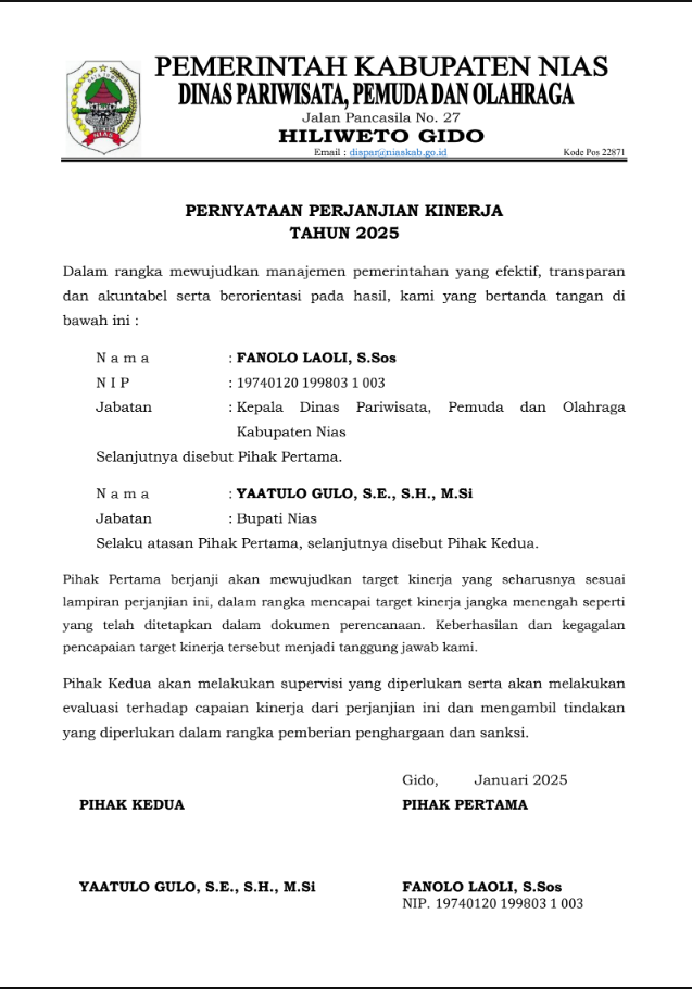 PERJANJIAN KINERJA TA. 2025